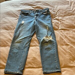 Levi's Women's Distressed Blue Straight Leg Jeans